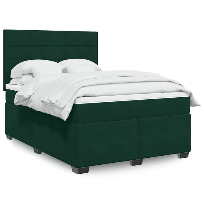 Pat box spring cu saltea, verde închis, 160x200 cm, catifea - WALTI WALTI