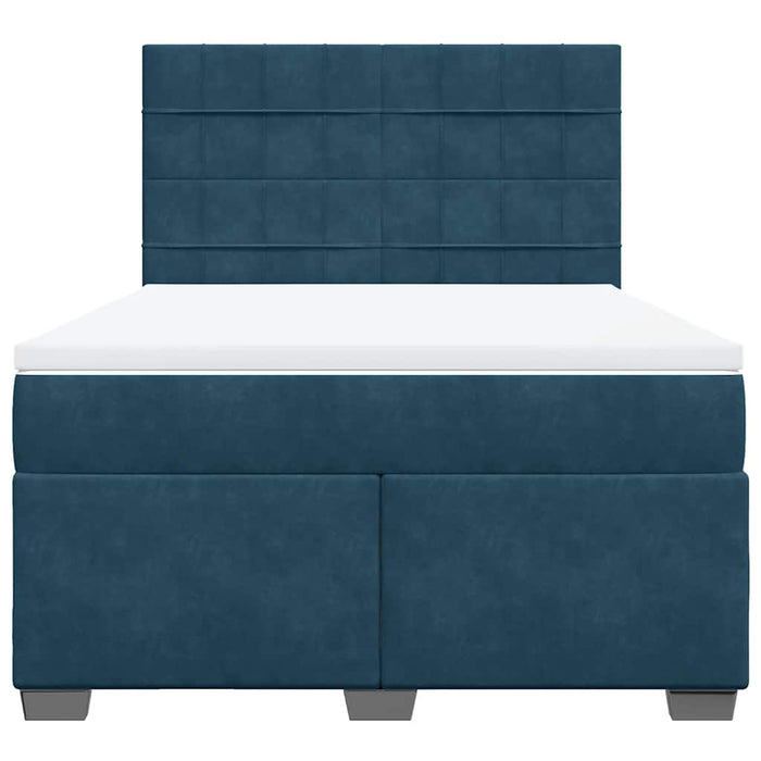 Pat box spring cu saltea, albastru, 160x200 cm, catifea - WALTI WALTI