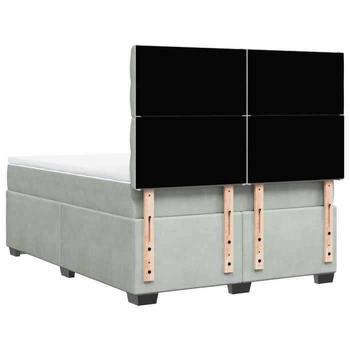 Pat box spring cu saltea, gri deschis, 160x200 cm, catifea - WALTI WALTI