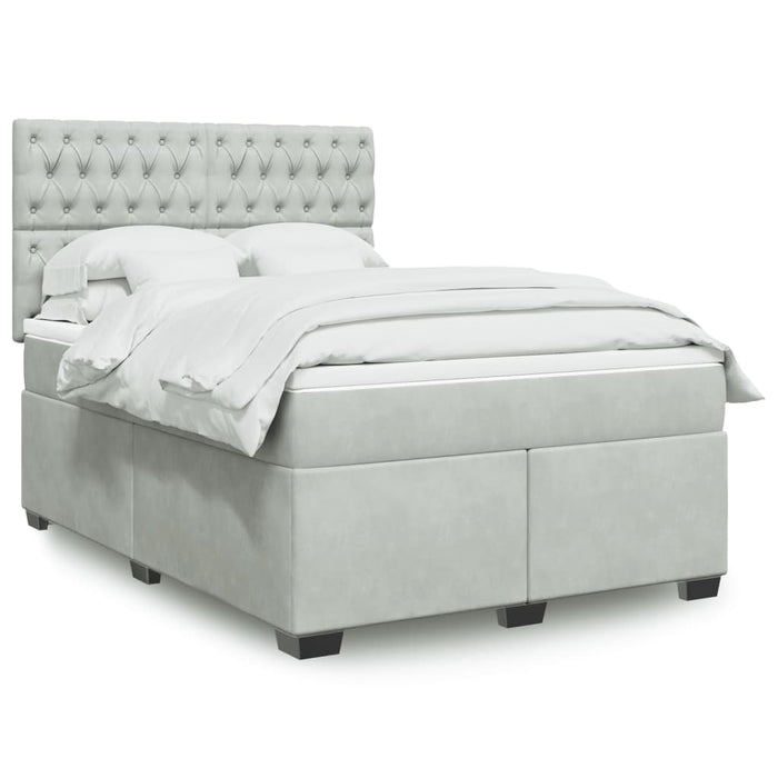 Pat box spring cu saltea, gri deschis, 160x200 cm, catifea - WALTI WALTI