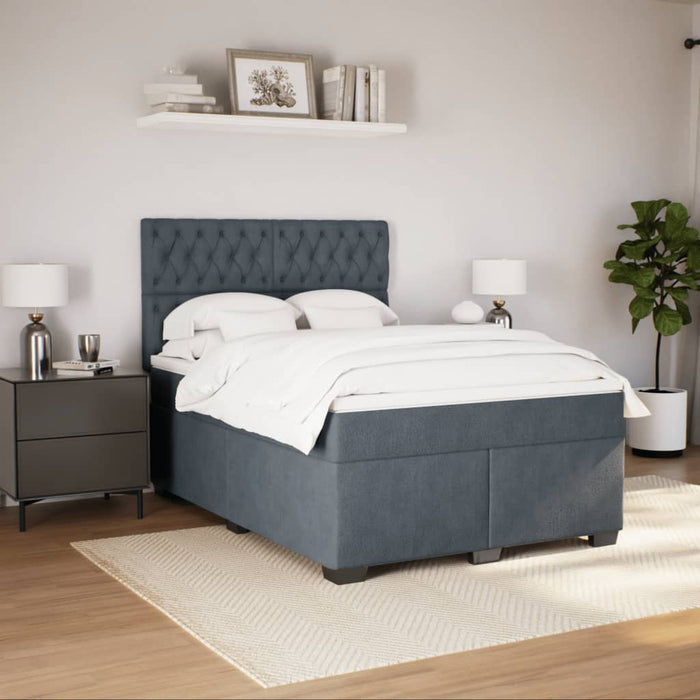 Pat box spring cu saltea, gri închis, 160x200 cm, catifea - WALTI WALTI
