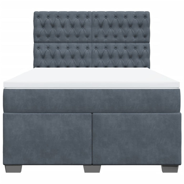 Pat box spring cu saltea, gri închis, 160x200 cm, catifea - WALTI WALTI