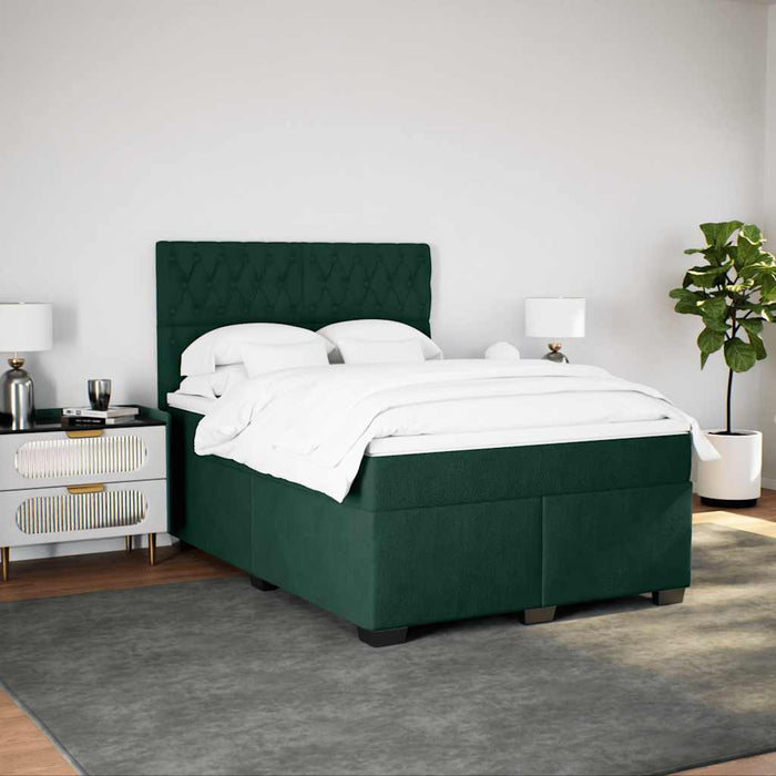 Pat box spring cu saltea, verde închis, 160x200 cm, catifea - WALTI WALTI