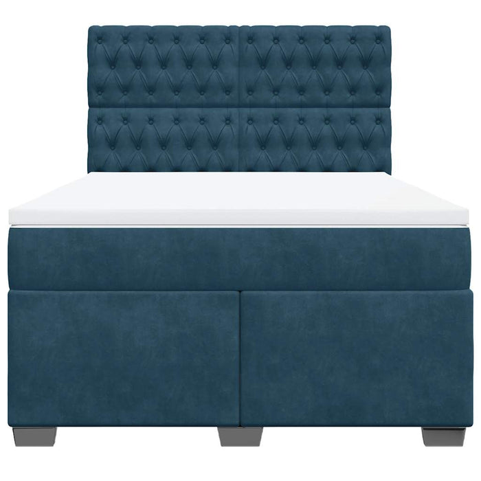 Pat box spring cu saltea, albastru, 160x200 cm, catifea - WALTI WALTI