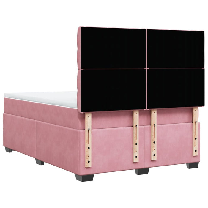 Pat box spring cu saltea, roz, 160x200 cm, catifea - WALTI WALTI