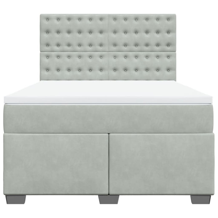 Pat box spring cu saltea, gri deschis, 160x200 cm, catifea - WALTI WALTI