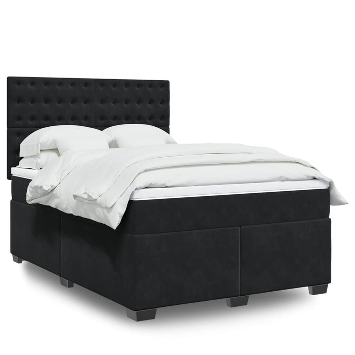 Pat box spring cu saltea, negru, 160x200 cm, catifea - WALTI WALTI