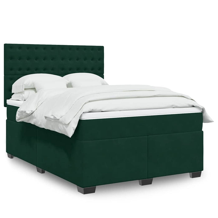Pat box spring cu saltea, verde închis, 160x200 cm, catifea - WALTI WALTI