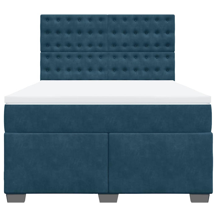 Pat box spring cu saltea, albastru, 160x200 cm, catifea - WALTI WALTI