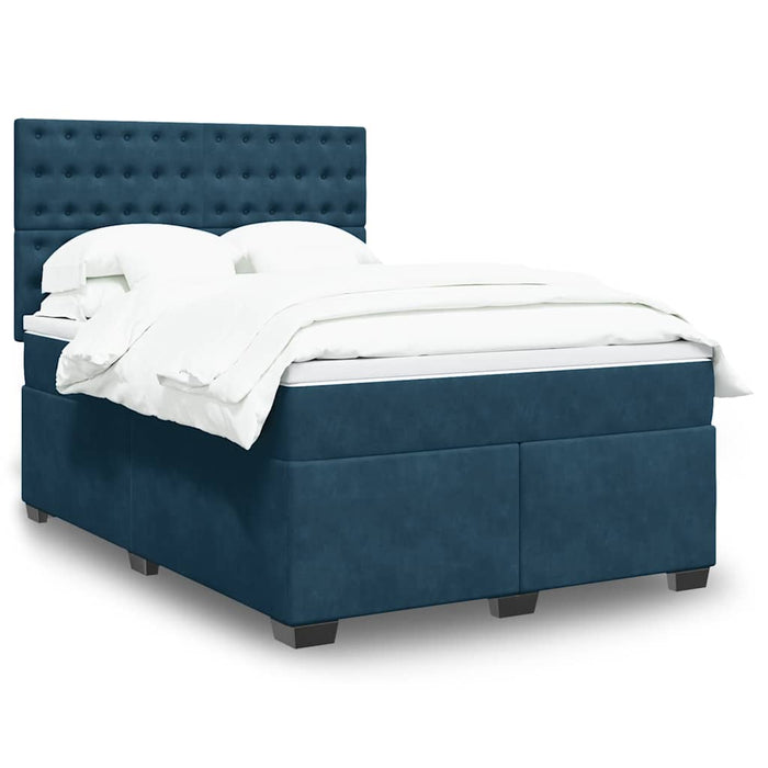 Pat box spring cu saltea, albastru, 160x200 cm, catifea - WALTI WALTI