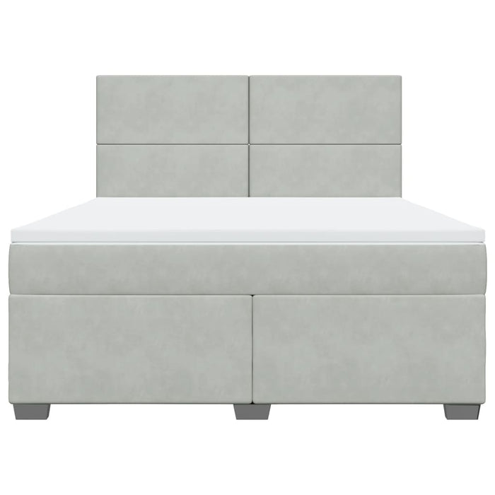 Pat box spring cu saltea, gri deschis, 180x200 cm, catifea - WALTI WALTI