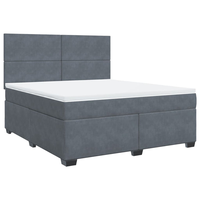 Pat box spring cu saltea, gri închis, 180x200 cm, catifea - WALTI WALTI