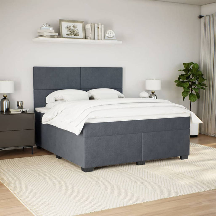 Pat box spring cu saltea, gri închis, 180x200 cm, catifea - WALTI WALTI