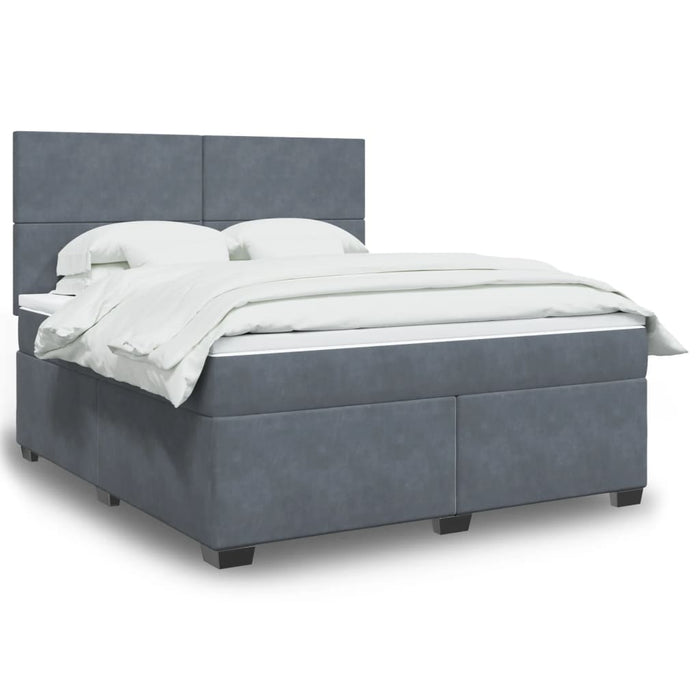 Pat box spring cu saltea, gri închis, 180x200 cm, catifea - WALTI WALTI
