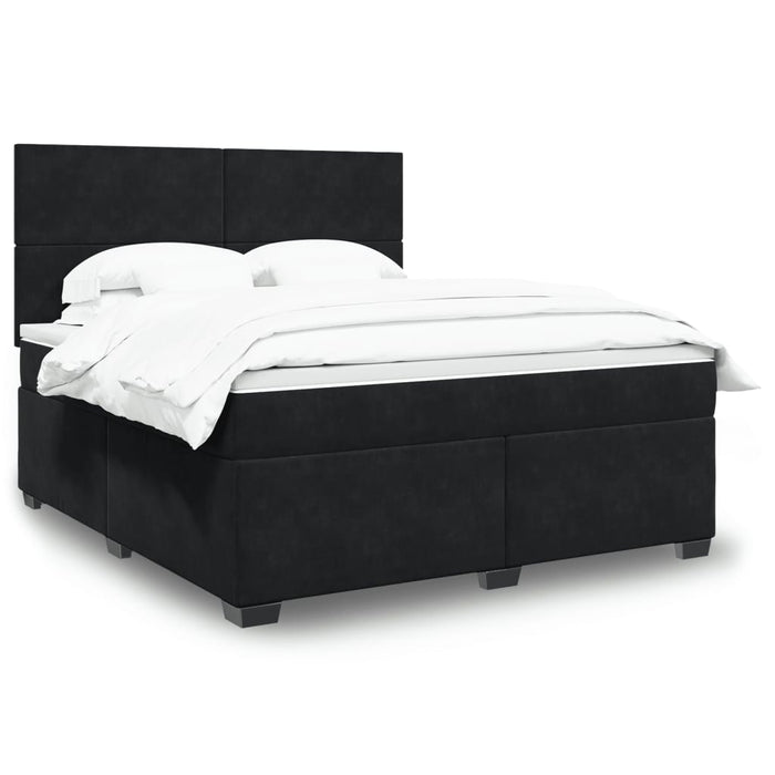 Pat box spring cu saltea, negru, 180x200 cm, catifea - WALTI WALTI