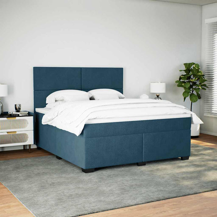 Pat box spring cu saltea, albastru, 180x200 cm, catifea - WALTI WALTI