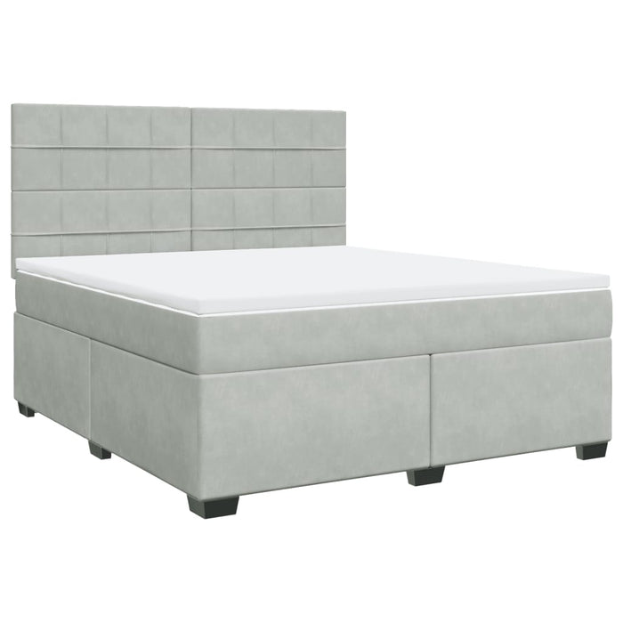 Pat box spring cu saltea, gri deschis, 180x200 cm, catifea - WALTI WALTI