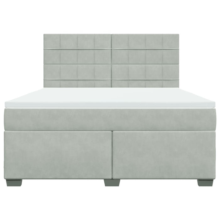Pat box spring cu saltea, gri deschis, 180x200 cm, catifea - WALTI WALTI