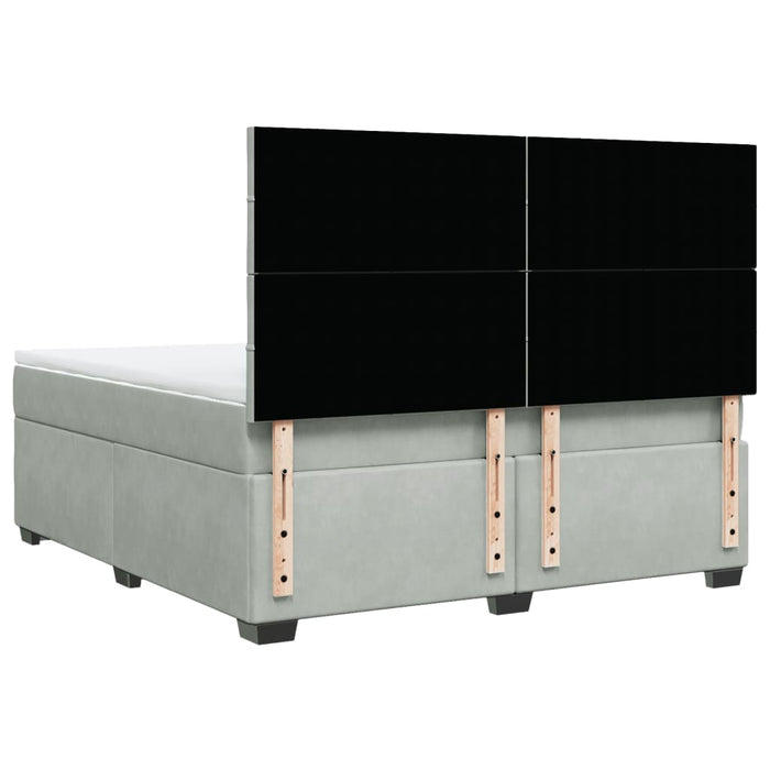 Pat box spring cu saltea, gri deschis, 180x200 cm, catifea - WALTI WALTI