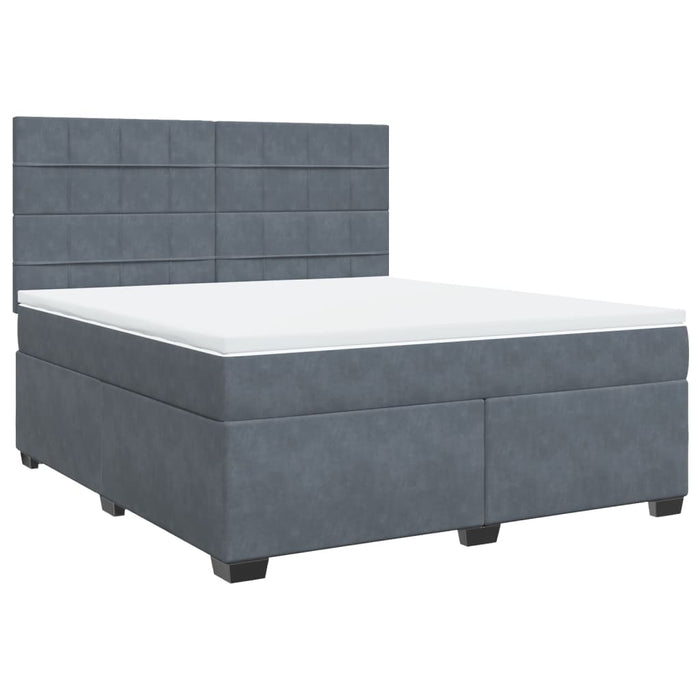 Pat box spring cu saltea, gri închis, 180x200 cm, catifea - WALTI WALTI