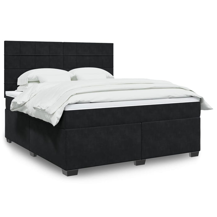 Pat box spring cu saltea, negru, 180x200 cm, catifea - WALTI WALTI