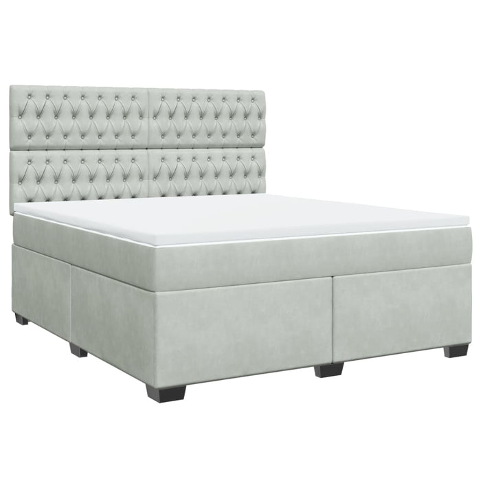 Pat box spring cu saltea, gri deschis, 180x200 cm, catifea - WALTI WALTI