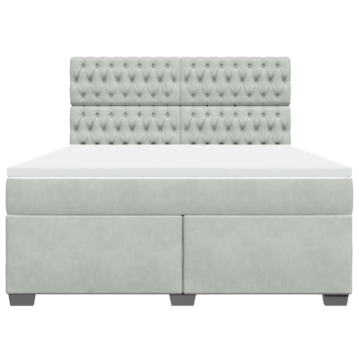 Pat box spring cu saltea, gri deschis, 180x200 cm, catifea - WALTI WALTI
