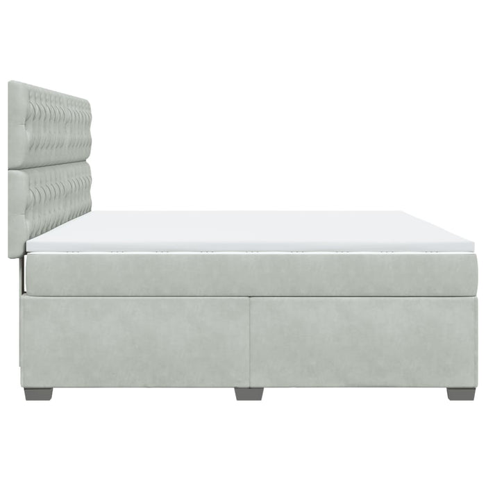 Pat box spring cu saltea, gri deschis, 180x200 cm, catifea - WALTI WALTI