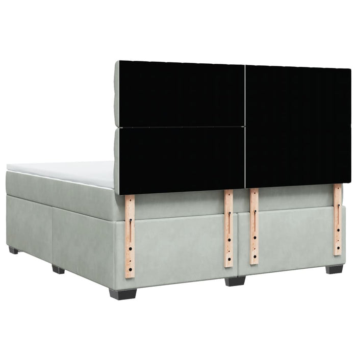 Pat box spring cu saltea, gri deschis, 180x200 cm, catifea - WALTI WALTI