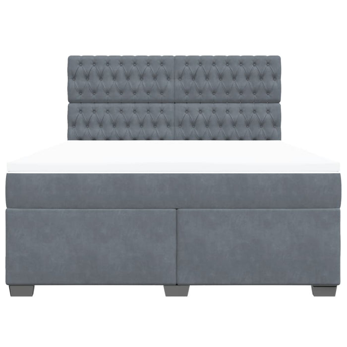 Pat box spring cu saltea, gri închis, 180x200 cm, catifea - WALTI WALTI