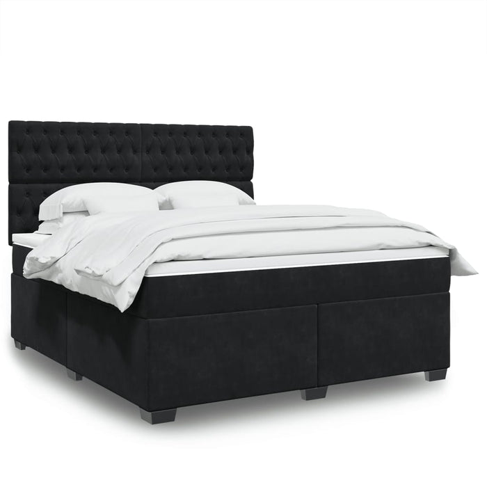Pat box spring cu saltea, negru, 180x200 cm, catifea - WALTI WALTI