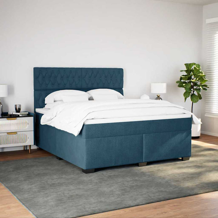 Pat box spring cu saltea, albastru, 180x200 cm, catifea WALTI