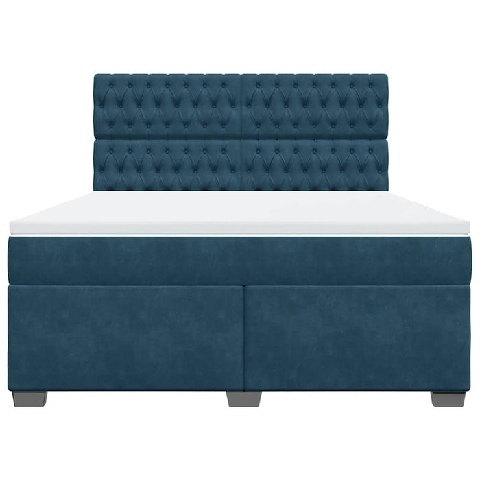 Pat box spring cu saltea, albastru, 180x200 cm, catifea WALTI