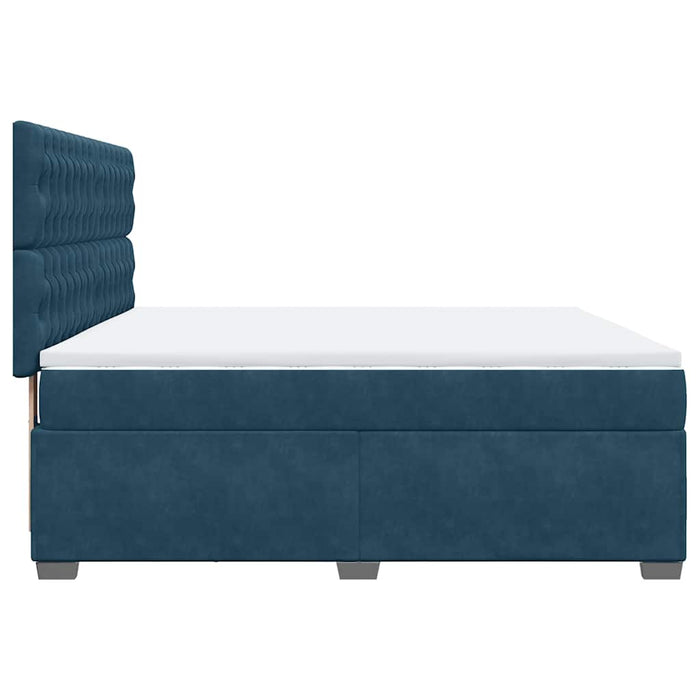 Pat box spring cu saltea, albastru, 180x200 cm, catifea WALTI