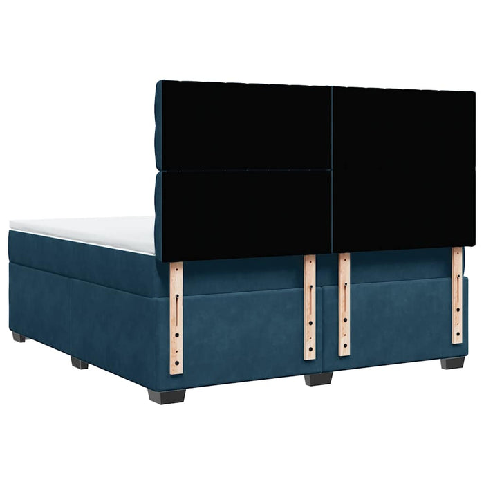 Pat box spring cu saltea, albastru, 180x200 cm, catifea WALTI
