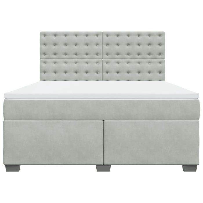 Pat box spring cu saltea, gri deschis, 180x200 cm, catifea - WALTI WALTI
