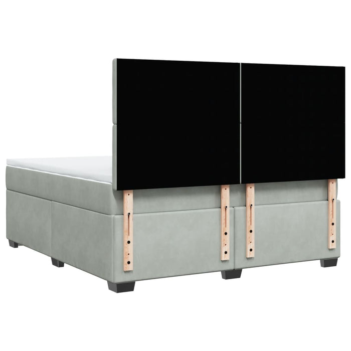 Pat box spring cu saltea, gri deschis, 180x200 cm, catifea - WALTI WALTI