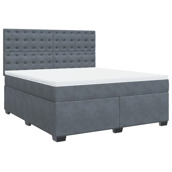 Pat box spring cu saltea, gri închis, 180x200 cm, catifea - WALTI WALTI