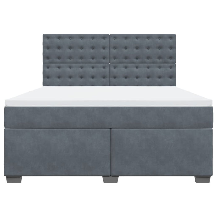Pat box spring cu saltea, gri închis, 180x200 cm, catifea - WALTI WALTI