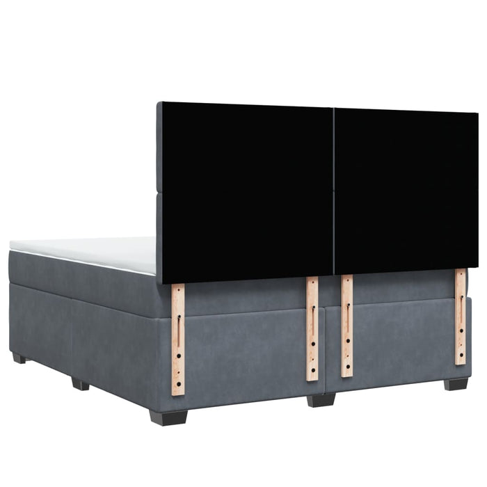 Pat box spring cu saltea, gri închis, 180x200 cm, catifea - WALTI WALTI