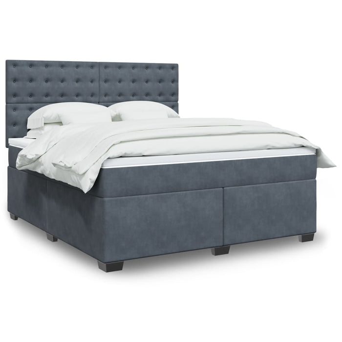 Pat box spring cu saltea, gri închis, 180x200 cm, catifea - WALTI WALTI
