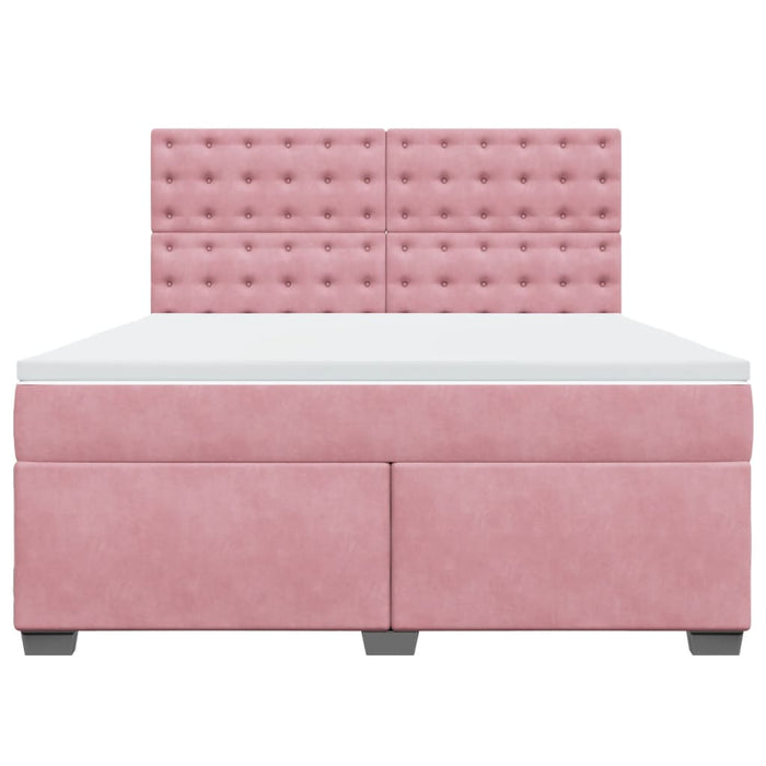 Pat box spring cu saltea, roz, 180x200 cm, catifea - WALTI WALTI