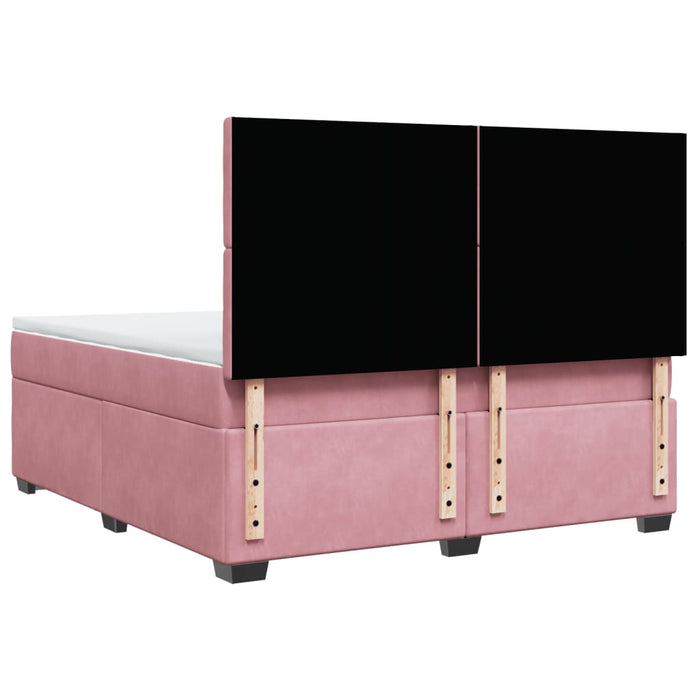 Pat box spring cu saltea, roz, 180x200 cm, catifea - WALTI WALTI