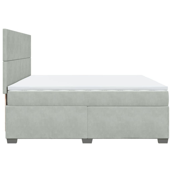 Pat box spring cu saltea, gri deschis, 200x200 cm, catifea - WALTI WALTI