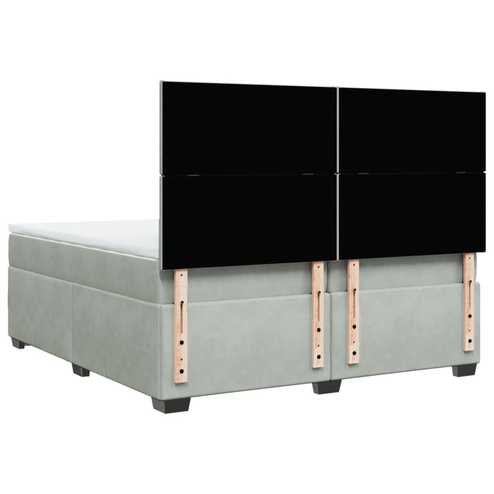 Pat box spring cu saltea, gri deschis, 200x200 cm, catifea - WALTI WALTI