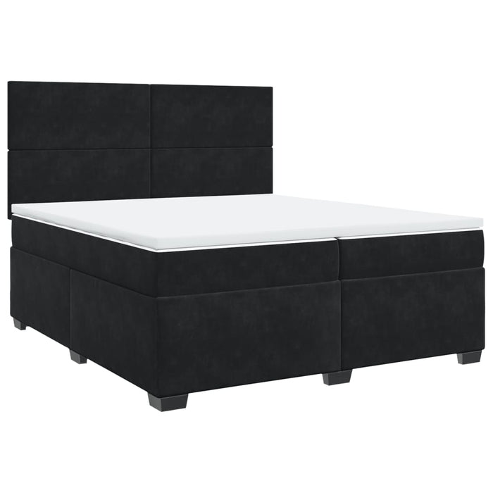 Pat box spring cu saltea, negru, 200x200 cm, catifea - WALTI WALTI