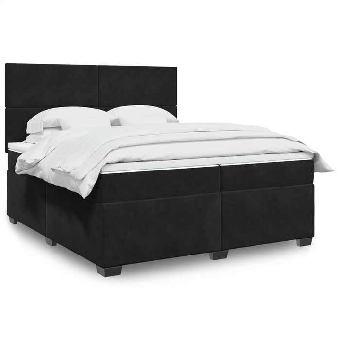Pat box spring cu saltea, negru, 200x200 cm, catifea - WALTI WALTI