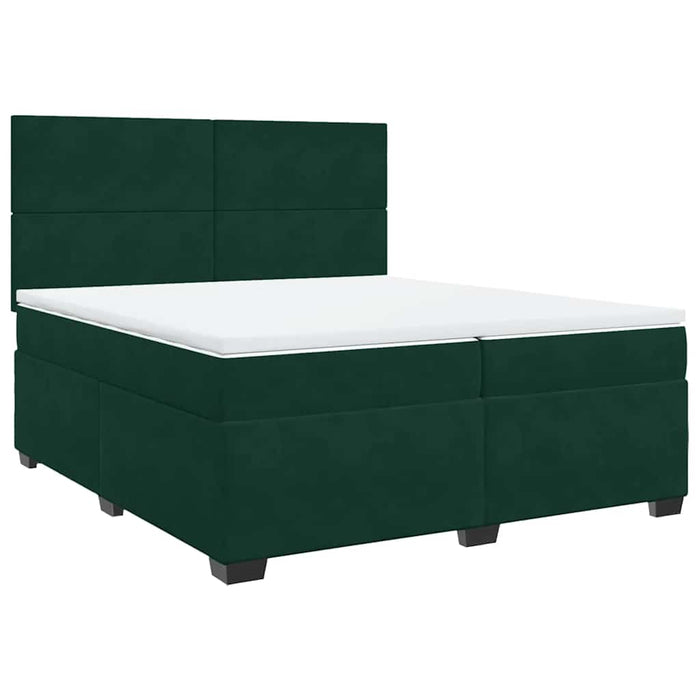 Pat box spring cu saltea, verde închis, 200x200 cm, catifea - WALTI WALTI