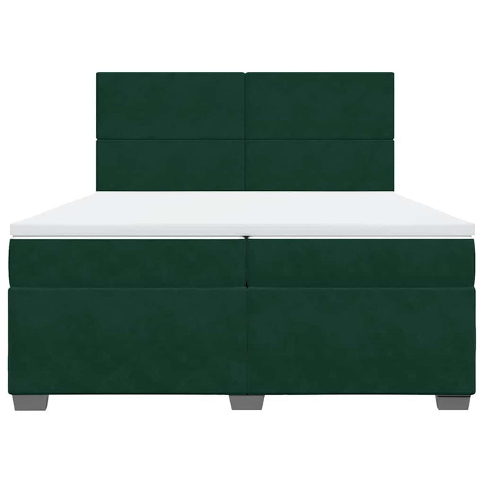 Pat box spring cu saltea, verde închis, 200x200 cm, catifea - WALTI WALTI