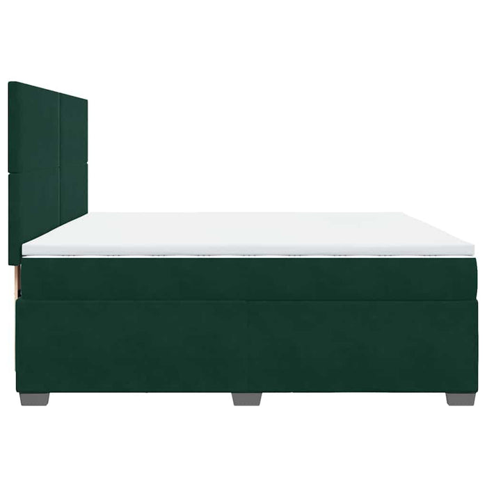 Pat box spring cu saltea, verde închis, 200x200 cm, catifea - WALTI WALTI
